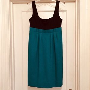 DVF Black & Green/Dark Aqua Tweed Dress